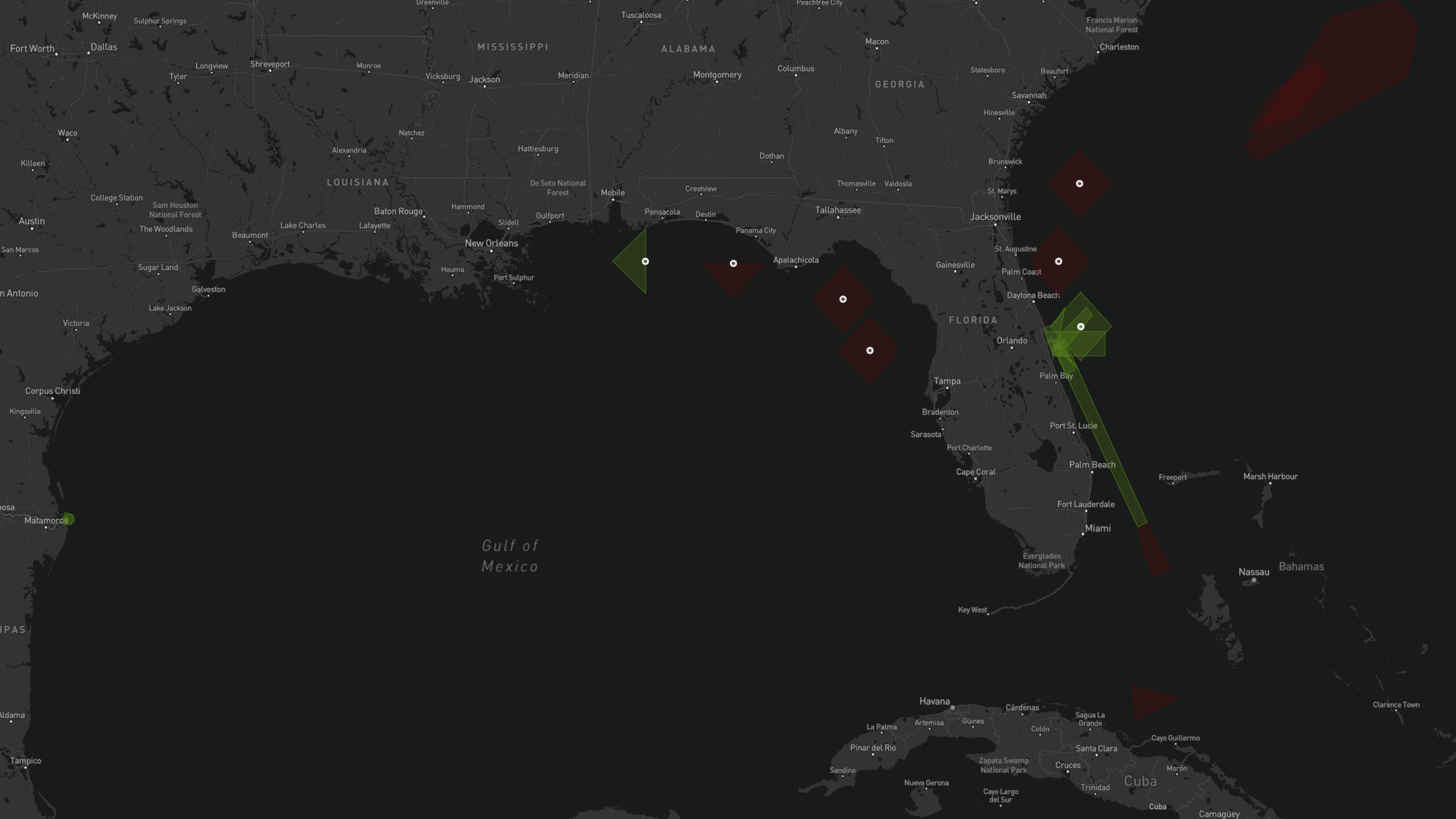 Map of NOTAMs for spaceflight